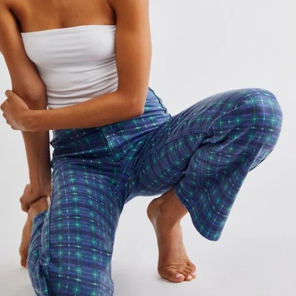 We the Free Free People Isla Slim Straight Plaid Pants Jeans Size 29 - Picture 4 of 13